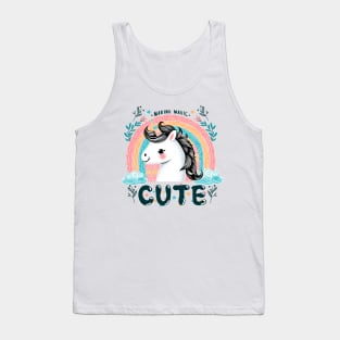 Cute unicorn with rainbow, flowers and clouds Tank Top